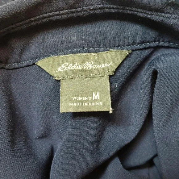 Eddie Bauer Shirt Dress Women's Medium Navy Blue Sleeveless Hiking Utility - Picture 6 of 9